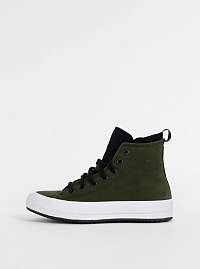 Tmavozelené kožené členkové tenisky Converse Chuck Taylor