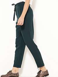 Tmavozelené skrátené straight fit nohavice CAMAIEU