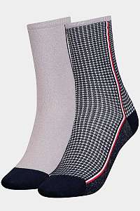 Tommy Hilfiger 2 pack ponožiek TH Women Sock 2P Houndstooth Lurex --42