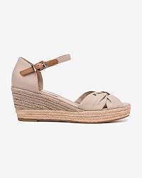 Tommy Hilfiger béžové topánky na kline Basic Opened Toe Mid Wedge