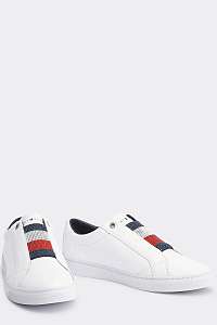 Tommy Hilfiger biele kožené tenisky Crystal Leather Slip On Sneaker White