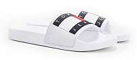 Tommy Hilfiger biele pánske šľapky Tommy Jeans Flag Pool Slide