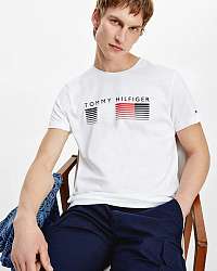 Tommy Hilfiger biele pánske tričko Fade Graphic Cord Tee