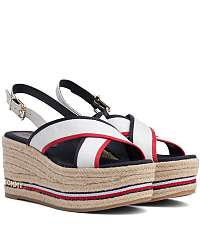Tommy Hilfiger biele sandále na platforme Flatform Sandal Corporate Ribbon RWB -