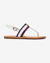 Tommy Hilfiger biele sandále Shimmery Ribbon Flat