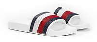 Tommy Hilfiger biele šľapky Shimmery Ribbon Pool Slide
