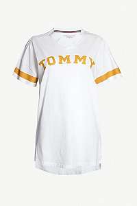 Tommy Hilfiger biele voľné šaty VN Dress SS Print s logom - L