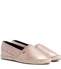 Tommy Hilfiger bronzové espadrilky Shiny Metallic Espadrille Rose Gold -