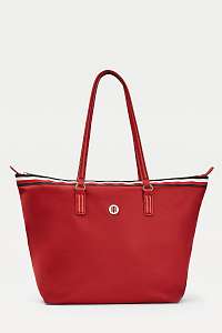 Tommy Hilfiger červená kabelka Signature Monogram Plaque Tote