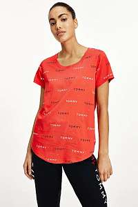 Tommy Hilfiger červené dámske tričko s nápismi SS Tee Print