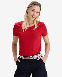 Tommy Hilfiger červené dámske tričko Slim Round