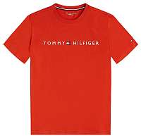 Tommy Hilfiger červené pánske tričko CN SS Tee Logo Flag