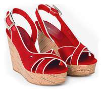 Tommy Hilfiger červené topánky na kline Basic High Wedge Sling Back