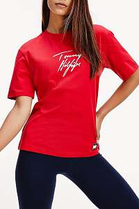 Tommy Hilfiger červené tričko SS Logo Tee Tango Red