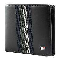 Tommy Hilfiger čierna pánska kožená peňaženka Stitched Leather Mini CC Wallet Black