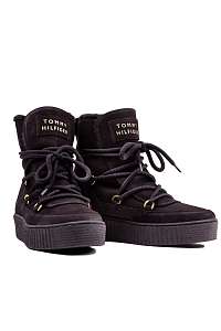 Tommy Hilfiger čierne kožené členkové topánky Cosy Bootie Black