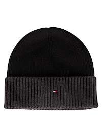 Tommy Hilfiger čierne pánska čiapka Pima Cotton Beanie CB Black Mix s logom