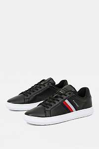 Tommy Hilfiger čierne pánske tenisky Essential Leather Cupsole