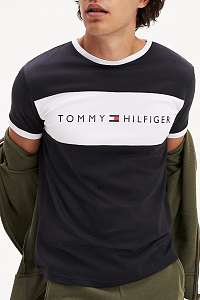 Tommy Hilfiger čierne pánske tričko CN SS Tee Logo Flag
