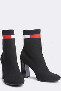 Tommy Hilfiger čierne ponožkové na podpätku topánky Sock Heeled Boot Black -