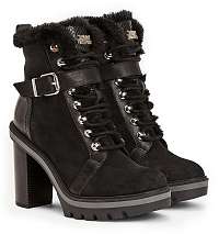 Tommy Hilfiger čierne topánky na podpätku Tommy Warm Lined High Heel boot Black s kožušinkou