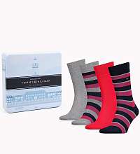Tommy Hilfiger darčekový 4 pack ponožiek Stripes Red/Grey