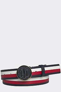 Tommy Hilfiger farebné kožený opasok TH Round Buckle Belt 3.0 Corporate
