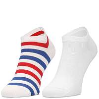 Tommy Hilfiger farebný 2 pack pánskych ponožiek Duo Stripe Sneaker White/Blue/Red