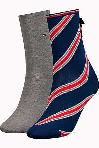 Tommy Hilfiger farebný 2 pack ponožiek Diagonal Tape Blue/Grey