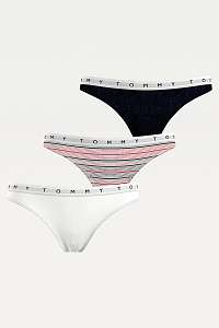 Tommy Hilfiger farebný 3 pack táng Thong Print s gumou