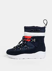 Tommy Hilfiger modré dámske zimné členkové topánky so semišovými detailmi