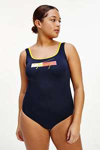 Tommy Hilfiger modré jednodielne plavky One Piece Plus