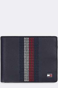 Tommy Hilfiger modrá pánska kožená peňaženka Stitched Leather Mini CC Wallet Sky Captain