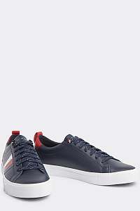 Tommy Hilfiger modré pánske kožené tenisky Flag Detail Leather Sneaker Midnight -