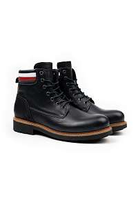 Tommy Hilfiger modré pánske kožené topánky Corporate Leather Boot Desert Sky