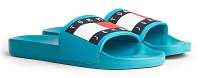 Tommy Hilfiger modré pánske šľapky Tommy Jeans Flag Pool Slide Exotic Teal