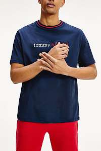 Tommy Hilfiger modré pánske tričko CN LS Tee Logo Navy Blazer
