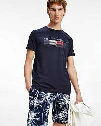 Tommy Hilfiger modré pánske tričko Fade Graphic Cord Tee