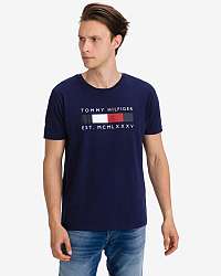 Tommy Hilfiger modré pánske tričko Logo Box Stripe