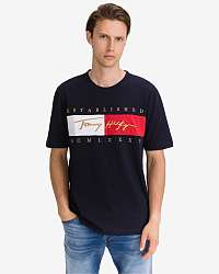 Tommy Hilfiger modré pánske tričko Signature Flag