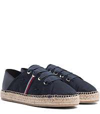 Tommy Hilfiger tmavo modré jutové tenisky Flat Espadrille Corporate Ribbon Midnight -