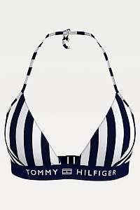 Tommy Hilfiger modro-biely pruhovaný horný diel plaviek Triangle Fixed