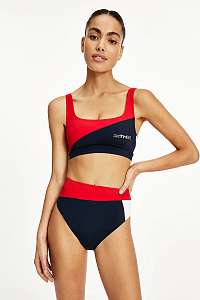 Tommy Hilfiger modro-červený spodný diel plaviek s vysokým pásom High Waist