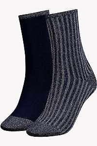 Tommy Hilfiger modro-strieborný 2 pack ponožiek Glitter Socks