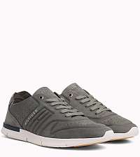 Tommy Hilfiger olivové kožené pánské tenisky Unlined TH Light Suede Runner Dusty Olive