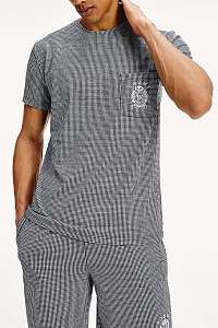 Tommy Hilfiger pánske tričko CN SEE Tee Gingham Navy Blazer