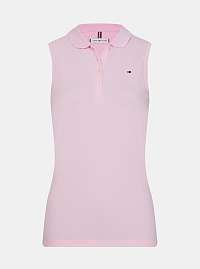 Tommy Hilfiger ružové dámske basic polo tričko bez rukávov