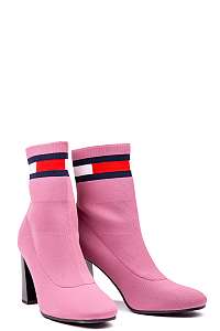 Tommy Hilfiger ružové ponožkové topánky na podpätku Sock Heeled Boot Heather Rose -