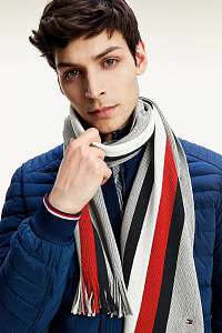 Tommy Hilfiger sivé pánska šál Raschelle Bold Scarf Light Grey Melange