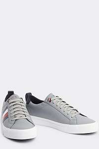 Tommy Hilfiger sivé pánske kožené tenisky Flag Detail Leather Sneaker Griffin -